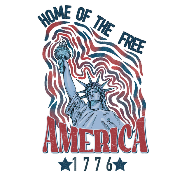 Retro 4th Of July Home Of The Free America 1776 PNG